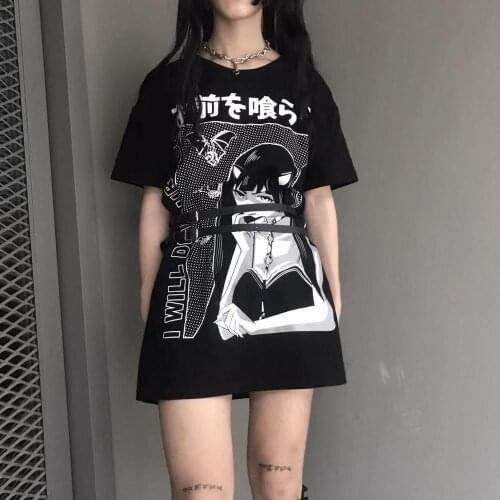 I Will Devour Githic Tees Women Young Girl Dark Style Tops Loose Cottn Street Wear Tshirt