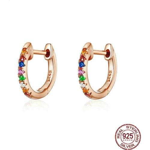 3 Colors Small Sparkling Circle Earrings for Women Silver925 RoseGoldColor Wedding Statement Jewelry Brincos Pendientes