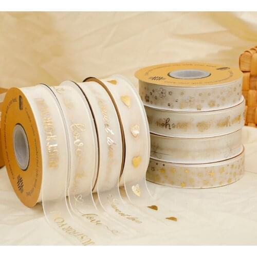 1 Roll Wrapping Ribbon Exquisite Flower Heart Print Multi-purpose DIY Decorative Ribbon Roll Crafts Valentines Day present