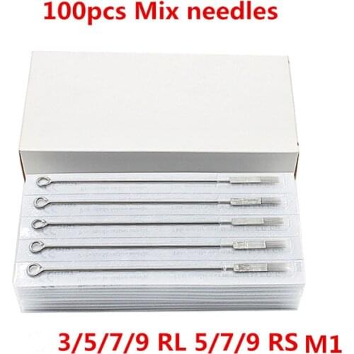 100PCS Tattoo Needle Round Liner Shader Magnum MIX LOT MIXED ASSORTED Sterilize Tattoo Needles for the tattoo machine