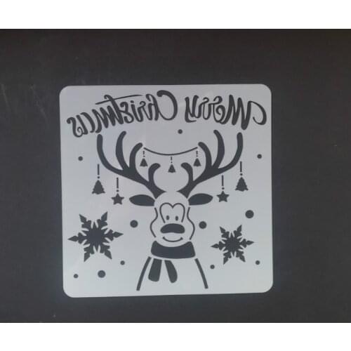 13*13 Christmas deer pvc Layering Stencils for DIY Scrapbooking/photo album Decorative Embossing DIY Paper Cards Crafts