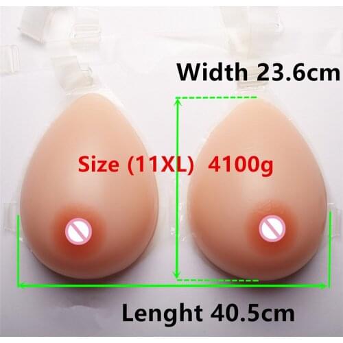 4100g/pair Very Big Silicone Bra Breastforms Crossdresser Shemale Silicone Boobs Fake Breast Teardrop Needn't Adhesives