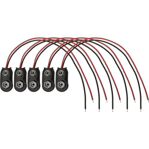 5Pcs/Lot I Type 15CM PP3 MN1604 9V Battery Clips Connector 9V Battery Holder Clip Cable Connection Snap Wire Connectors