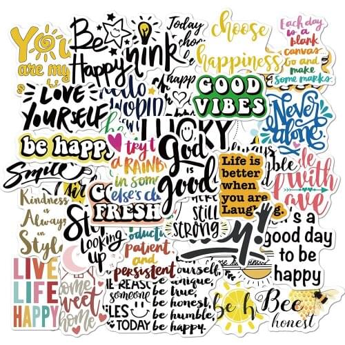 50Pcs/Set Wholesale Motivational Quote Inspirational Sayings Stickers Car Luggage Laptop Skateboard Guitar Decal Kids Gifts