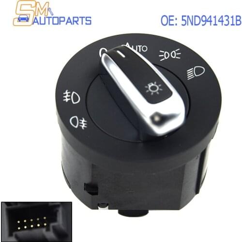 5ND941431B Auto Headlight Switch For VW Golf Jetta MK5 Tiguan MK6 Fog Lamp Knob Fit Caddy Passat B6 cc Polo Chrome