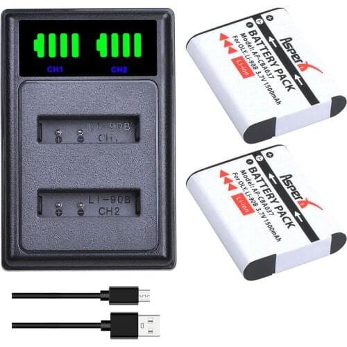 2Pcs LI-90B LI-92B Batteries + LED Dual Charger with Type C for Olympus Tough TG-1 iHS TG-2 iHS TG-3 TG-4 TG L20 SH50 iHS SH60