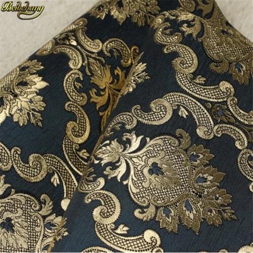 Beibehang Black gold flower gold foil Damascus European style wallpaper bedroom living room KTV bar clubhouse wallpaper