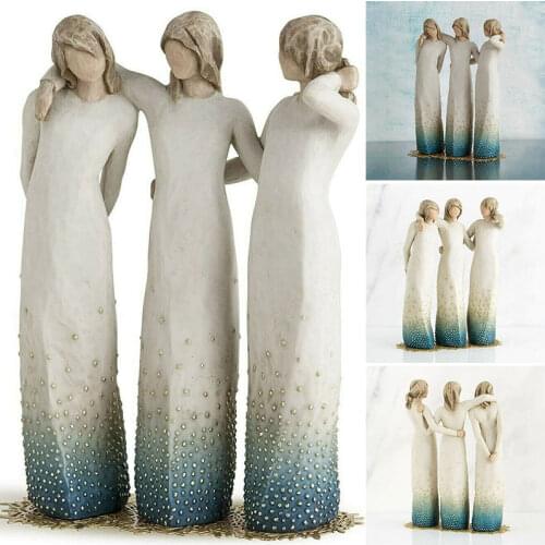 By My Side Sculpted Hand-Painted Figure Resin Desktop Ornament Home Decorative Statue Gift for Friends Sisters