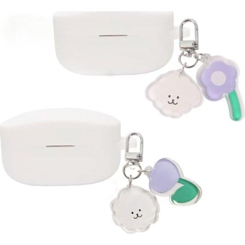 Coque For Jabra Elite 75T Case Cute Bear Flower Keychain Wireless Earphone silicone Protect Case for Jabra75T Cover fundas