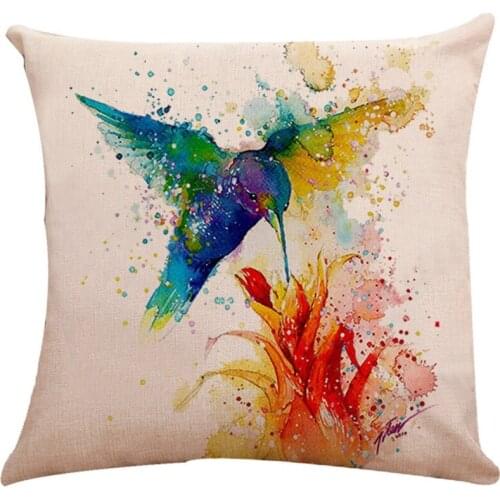 Throw Pillow Case Cushion Cover 18" x 18" 45 x 45 cm Ink Bird Linen Hug Pillowcase Car Sofa Cushion Cover Factory