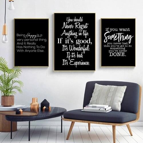 Black Version of English Letters and Sentences Hanging Picture Poster Canvas Print Painting Wall Art Living Room Home Decoration