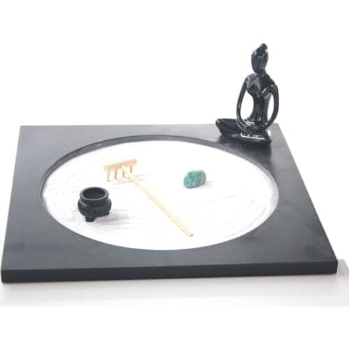 1Set Wooden Ceramic Yoga Craft Zen Garden Decoration Resin Doll Relax Sand Table Home Decoration Crafts