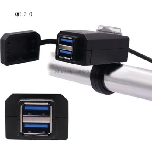 By DHL or Fedex 20pcs QC3.0 USB Motorcycle Charger Moto equipment Dual USB Quick Change 12V Power Supply Adapter