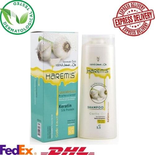 Harem’s Garlic Extract Shampoo Care Complex 13.5 fl oz - 400ml For Heavy Hair Fall Oderless Keratin and Silk Protein