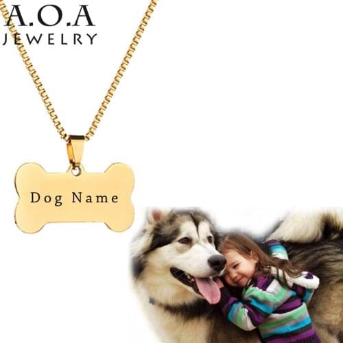 Hot Sale Blank Bone Pendant Necklace Stainless Steel Engrave Pet Name Necklace For House Pet ID Necklace