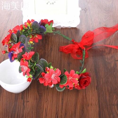 Haimeikang Fashion Women Ladies Summer Wedding Bride Girl Flowers Crown Garland Party Vacation Headband Boho Hairbands