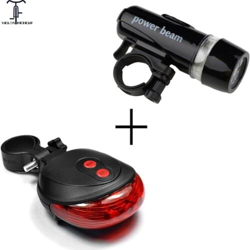 HOT High Quality 5 LED Power Beam Front Light Bicycle Rear Light Head Lights 2 Laser Torch Lamp for Cycling Headlight Taillight