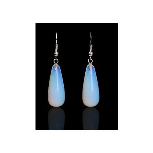Fine Natural hot sky blue opal Silver earrings