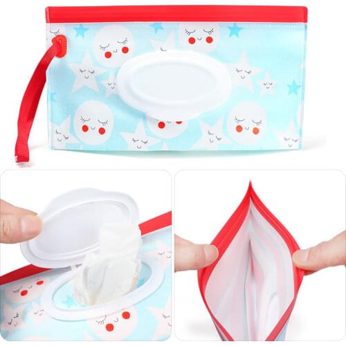 Wet Wipe Pouch Wipes Holder Case Reusable EVA Refillable Wet Wipe Bag Baby diaper bag Use in kitchen Room Car Bag