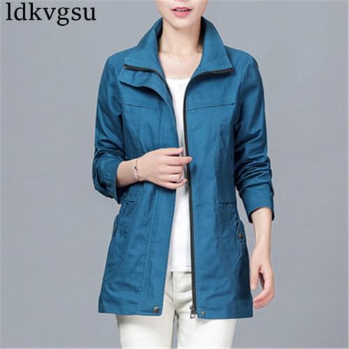 Fashion Spring Autumn Short Jackets Mothers Casual Plus Size Ladies Windbreaker Coats 2020 New Middle-aged Womens Clothing N401