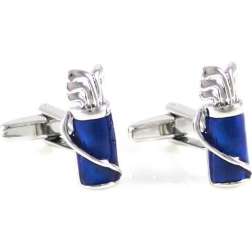 Mens Blue Golf Bag Cuff Links Sports Golf Cuff links Wedding Cuff Links