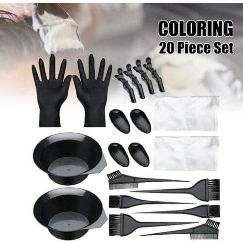 20pcs Hair Dye Coloring Kit Hair Dye Brush and Bowl & Gloves Professional Hair Dye Tools for Coloring DIY Salon SK88