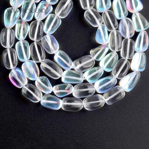 Natural Stone Irregular Smooth White Moonstone Beads For Jewelry Making Spacer Loose Beads Diy Bracelet Jewellery Wholesale 15"