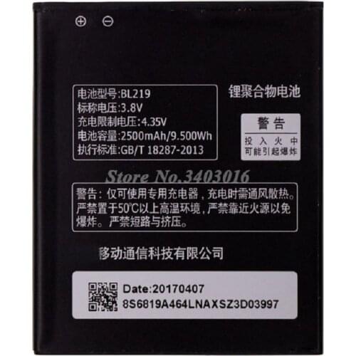 Newest 2500mAh Li-ion BL219 Battery for Lenovo A880 S856 S810t A850+ A889 A890e A916 Phone Replacement Batteries Bateria