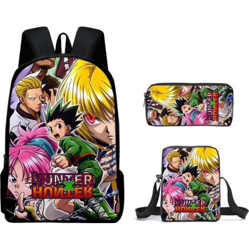 2021 New 3pcs/Set Backpack HUNTER×HUNTER Backpack Shoulder Bags 3D Print Hip hop School Bag Mochilas Student Backpack