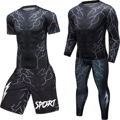NEW BJJ MMA Sportsuit Rashguard Jiu Jitsu Compression Jerseys+Pants Boxing Set Muay Thai Running T-Shirts Trousers Kungfu Suits