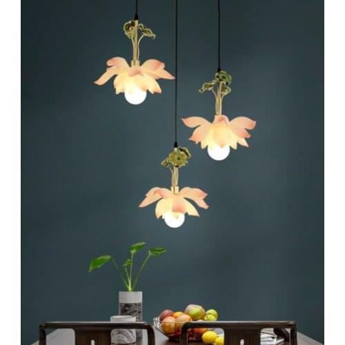 New Chinese Classical Zen Art Lotus Pendant Lights Vintage Art Decorative Hanging Lamp Study Tea House Living Room Restaurant