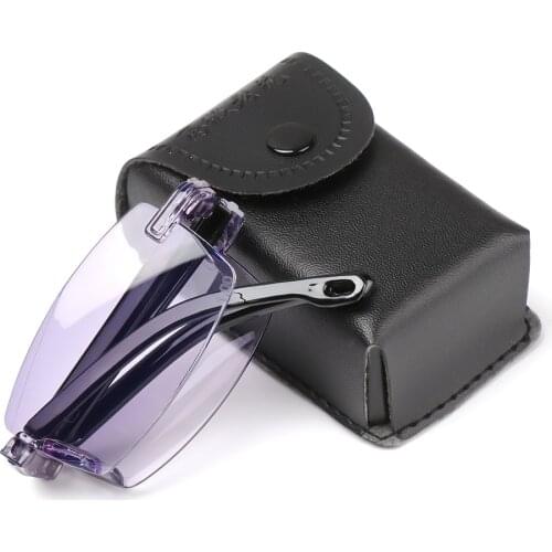 Anti Blue Light Blocking Rimless Reading Glasses for Women Men Square Folding Presbyopic Glasses Diopters +1.0 1.5 2 2.5 4.0