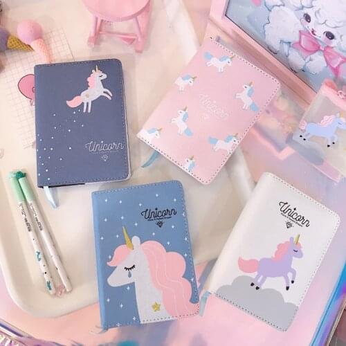 Office supplies Japanese pink cute cloth hardcover A6 notebook unicorn hand ledger notepad school student learning diary