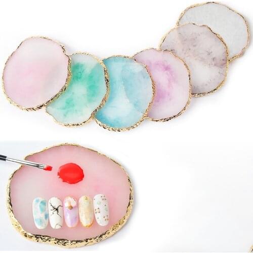 Manicure Painting Plate Cosmetic Storage Tray Nail Art Equipment Plate Rose Gold Holographic Jewelry False Nails Art Dish Tools