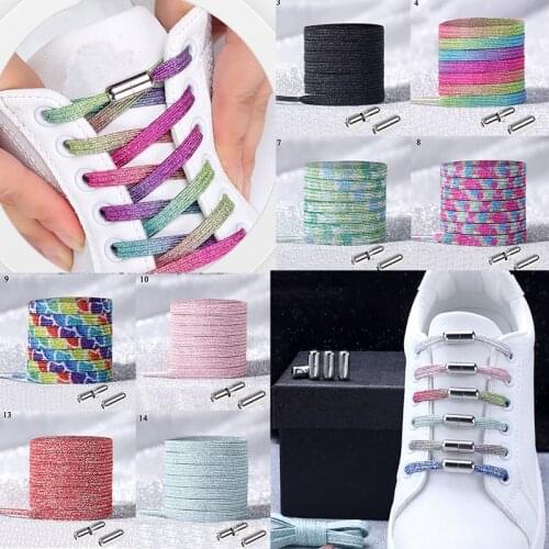 2020 New Elastic Locking Shoelaces No Tie Flat Locking Shoelaces Kids Adult Sneakers Lazy Laces Magnetic Shoes lace Strings