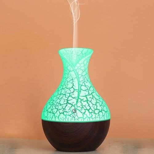 Portable 130ML Dark Wood Grain Ultrasonic USB Humidifier Essential Oil Diffuser Humidificador With 7 Colors Shine Led Light