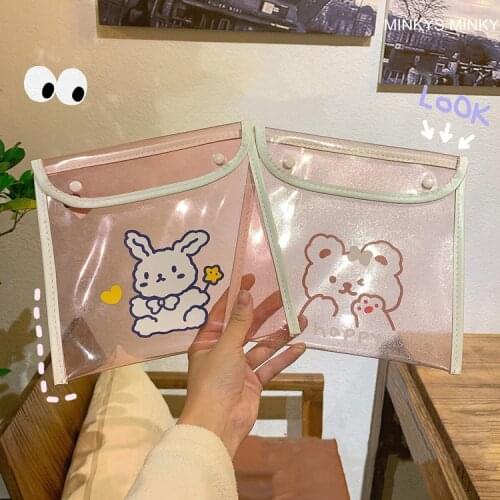 MINKYS New Arrival Transparent Cute Rabbit Storage Bag Pencil Case Makeups Storage Bag Gift School Office Stationery