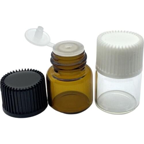 100pcs Empty 1ml 16*22mm Amber Glass Bottles With Pull Orifice Reducer Screw Cap Mini Wishing Vials Perfume Samples Bottle