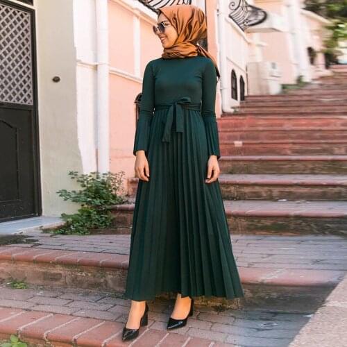 Ramadan Eid Mubarak Pleated Abaya Hijab Muslim Dress Caftan Dubai Kaftan Turkish Dresses Islamic Clothing Abayas For Women Islam