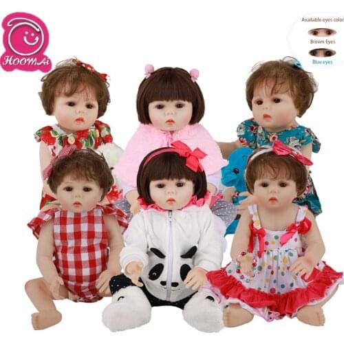 Hoomai Realistic Newborn Baby curly hair 18 '' Full Silicone Body Lifelike Bebe Reborn Dolls For boy Children Birthday Gift