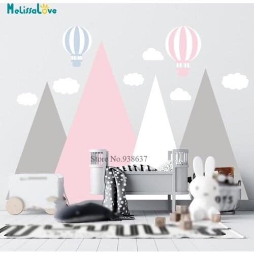 Romantic Cartoon Mountains Balloon Decal fairy tale Woodland Wall Sticker Baby Kids Princess Room Nursery Decoration BA974