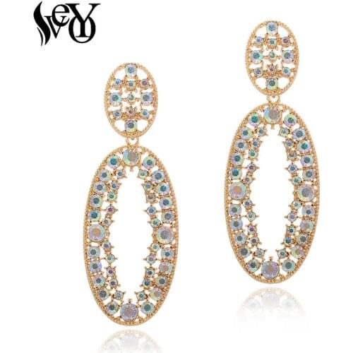 VEYO Rhinestone Drop Earrings for Women Trendy ZA Hollow out 3 Color Earrings New Wholesale Free shipping