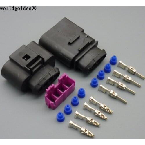 Worldgolden 4 Pin 1J0973724 1J0973724 3.5 Series Ignition Coil Plug Auto Oxygen Sensor Socket Universal Connector For VW Audi