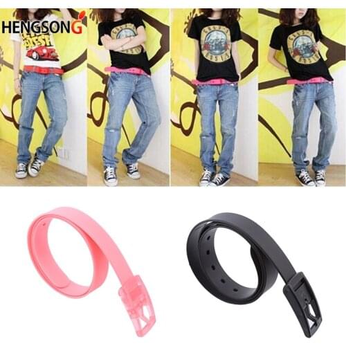 Candy Colors Eco-Friendly Plastic Belt Unisex Silicone Rubber Belt Smooth Buckle Belt For Women Men 5 Colors