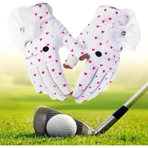 1pc of ladies golf gloves, non-slip cute bow-knot hand protection cover, fingerless heart-shaped outdoor sports golf accessories