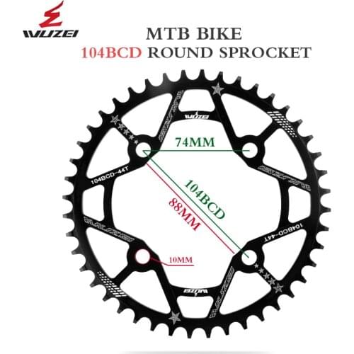 WUZEI Bicycle Chainring 104BCD 30T 32T 34T 36T 38T 40T 42T 44T 46T 48T 50T 52T Round Shape MTB Chainwheel Narrow Wide Bike Part