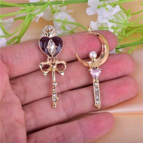 10pcs/pack Moon and Heart Metal Charms Earring Bracelet DIY Jewelry Making 35*27mm