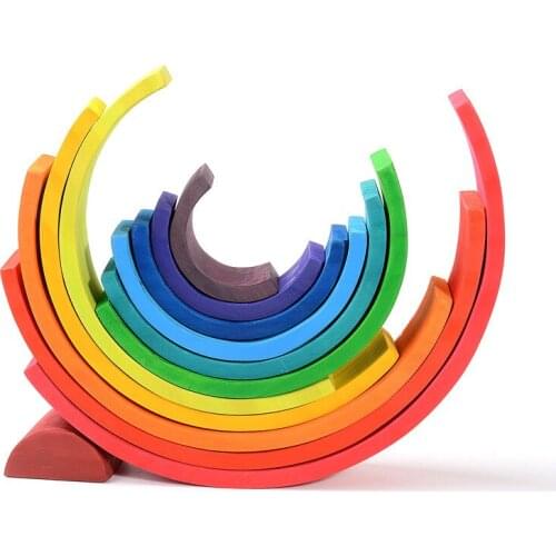 12Pcs Rainbow Blocks Kids Large Creative Rainbow Building Blocks Wooden Toys for kids Montessori Educational Toy
