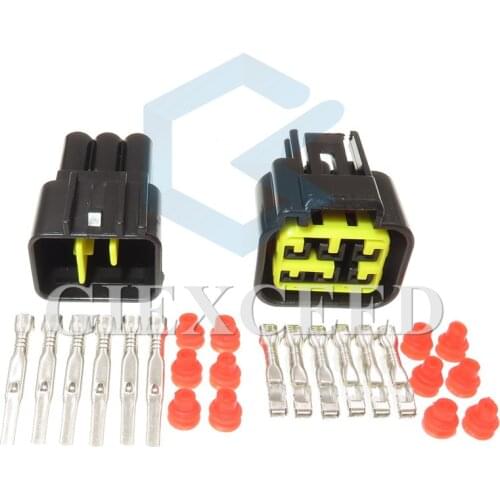 2 Sets 6 Pin FW-C-6M-B FW-C-6F-B Car Waterproof Window Lifter Cable Socket High-voltage Ignition Coil Plug For Ford Mondeo