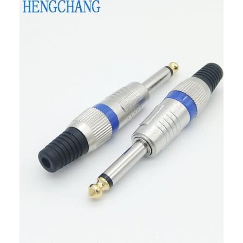 2Pole mono 6.35mm 6.5mmn Amplifier Plug 1/4 Metal Microphone jack plug-in Audio Connector for KTV electric guitar 20pcs